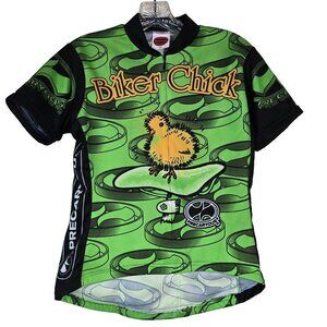 World Jerseys Biker Chick Cycling Jersey M Novelty Graphic Y2K Bicycle Shirt Top
